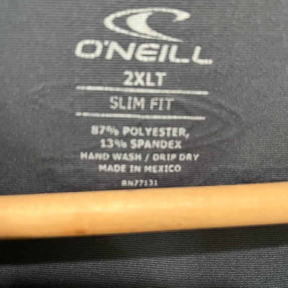 ONEILL SLIM FIT  SLATE GRAY ATHLETIC LONG SLEEVE LOGO UV PROTECTION SHIRT - Picture 2 of 11